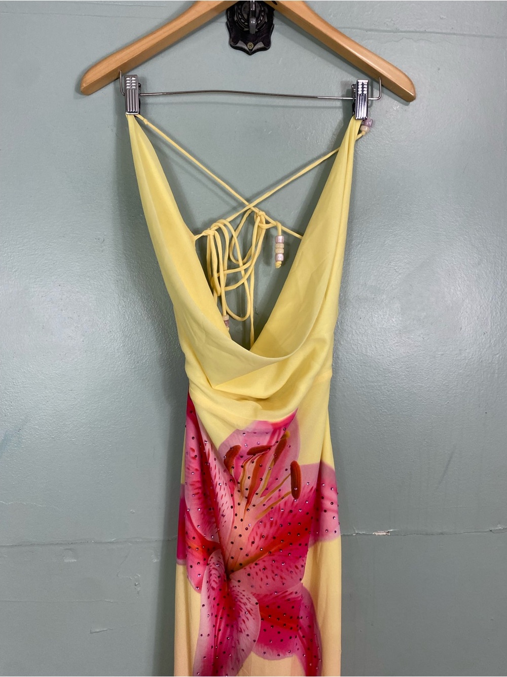 Runaway The Label Juliana Cowl High Slit Maxi Dress Small Floral Embellished - Picture 3 of 11